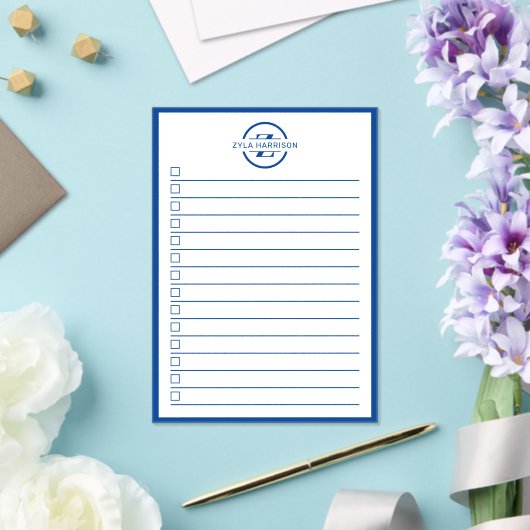 Modern Blue Monogram Name To Do List アクリル招待状 (インサイチュ (ウェディング))