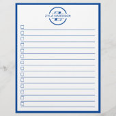 Modern Blue Monogram Name To Do List チラシ (正面)