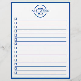 Modern Blue Monogram Name To Do List チラシ