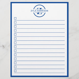 Modern Blue Monogram Name To Do List チラシ