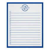 Modern Blue Monogram Name To Do List ポスター (正面)