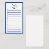 Modern Blue Monogram Name To Do List 名刺 (正面/裏面)