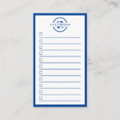 Modern Blue Monogram Name To Do List 名刺 (正面)