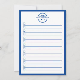Modern Blue Monogram Name To Do List 招待状