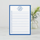 Modern Blue Monogram Name To Do List 招待状 (スタンド正面)