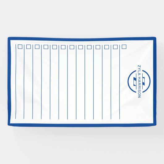 Modern Blue Monogram Name To Do List 横断幕 (横)