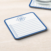 Modern Blue Monogram Name To Do List Whiteboard コースター (左側)