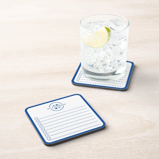 Modern Blue Monogram Name To Do List Whiteboard コースター (右側)