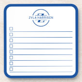 Modern Blue Monogram Name To Do List Whiteboard コースター (正面)