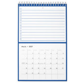 Modern Blue Monogram Name To Do Lists カレンダー (3月 2027)