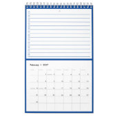Modern Blue Monogram Name To Do Lists カレンダー (2月 2027)