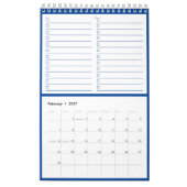 Modern Blue Monogram Name To Do Lists 11” x 7" カレンダー (2月 2027)