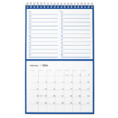 Modern Blue Monogram Name To Do Lists 11” x 7" カレンダー (1月 2026)