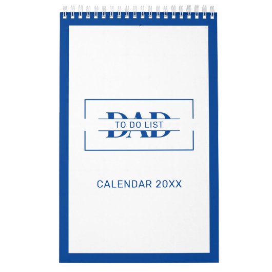 Modern Blue Monogram Name To Do Lists 11” x 7" カレンダー (カバー)