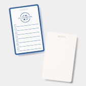 Modern Blue Monogram Name Whiteboard To Do List バッジ (表裏)