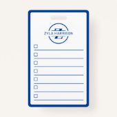 Modern Blue Monogram Name Whiteboard To Do List バッジ (正面)