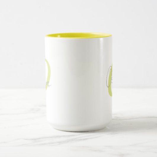 Modern Blue Monogram & Script Name Personalized  マグカップ (中央)