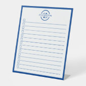 Modern Blue Monogram To Do List Dry Erase Board 台座サイン (正面)