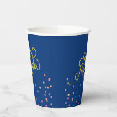 Modern Blue & Multicolor Dots Happy New Year 紙コップ (左)