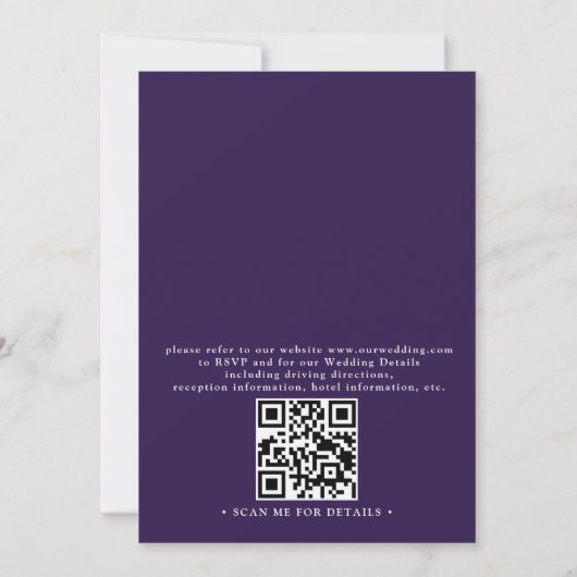 Modern Blue Navy Gold Ocean QR Code Wedding 招待状 (裏面)