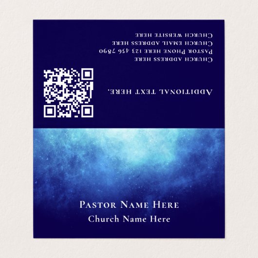 Modern Blue Nebula Custom Text QR Code Pastor 名刺 (外部フラット)