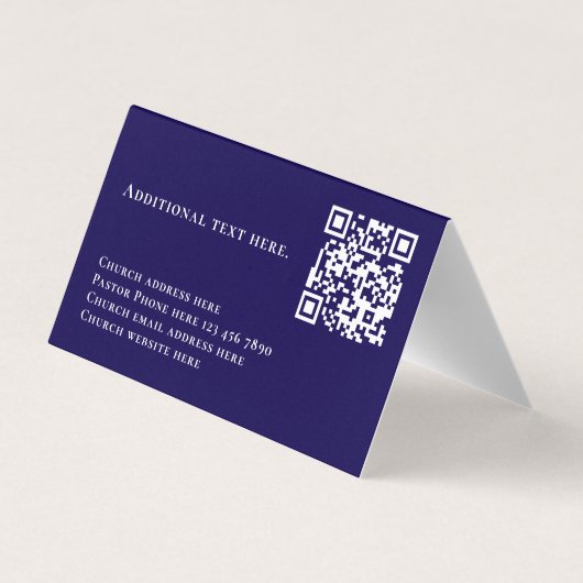 Modern Blue Nebula Custom Text QR Code Pastor 名刺 (裏面)