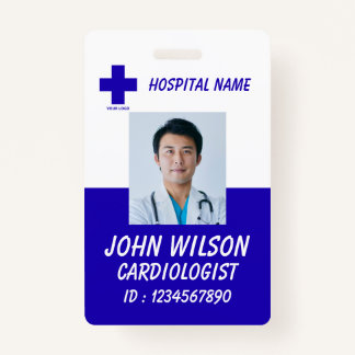 Modern Blue Nurse Photo ID Badge Template バッジ
