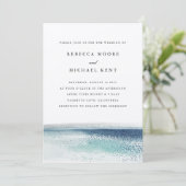Modern Blue Ocean Beach Nautical Wedding 招待状 (スタンド正面)