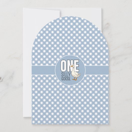 Modern Blue One Silly Goose 1st Birthday Party 招待状 (裏面)