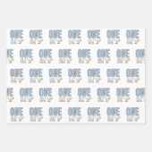 Modern Blue One Silly Goose First Birthday ラッピングペーパーシート (正面3)