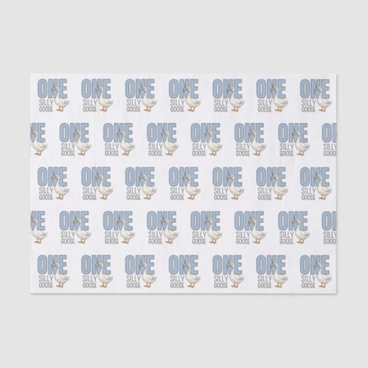 Modern Blue One Silly Goose First Birthday 薄葉紙 (正面)