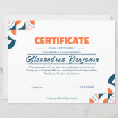 Modern Blue Orange Certificate of Achievement Prof (正面)
