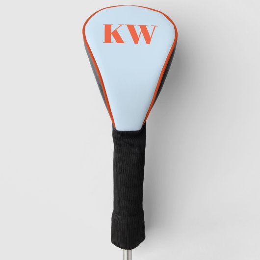 Modern Blue Orange Monogram Initials Personalized ゴルフヘッドカバー (正面)