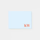 Modern Blue Orange Monogram Initials Personalized ポストイット (正面)