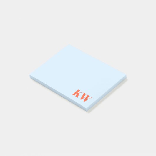 Modern Blue Orange Monogram Initials Personalized ポストイット (アングル)