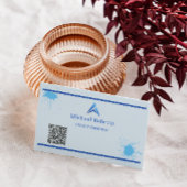 Modern Blue Paint Splash Creative with QR Code 名刺