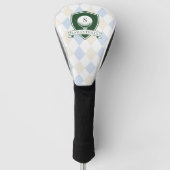 Modern Blue Pattern Green Golfer Name Monogram ゴルフヘッドカバー (正面)