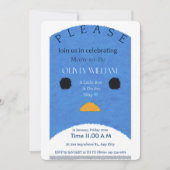 Modern Blue Penguin Baby Shower Invitation | Whims 招待状 (正面)