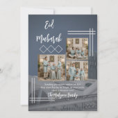 Modern Blue Photo Collage Eid Mubarak Card シーズンカード (正面)
