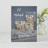 Modern Blue Photo Collage Eid Mubarak Card シーズンカード (スタンド正面)