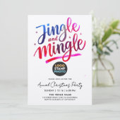 Modern Blue Pink Christmas Business Logo  Script 招待状 (スタンド正面)