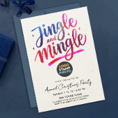 Modern Blue Pink Christmas Business Logo  Script 招待状