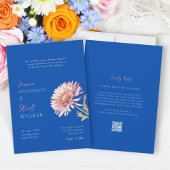 modern blue pink wedding Website QR Code 招待状