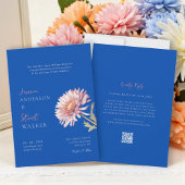 modern blue pink wedding Website QR Code 招待状