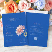 modern blue pink wedding Website QR Code 招待状