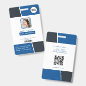 Modern Blue Professional Employee Photo ID バッジ (表裏)