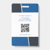 Modern Blue Professional Employee Photo ID バッジ (裏面)