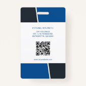 Modern Blue Professional Employee Photo ID バッジ (裏面)