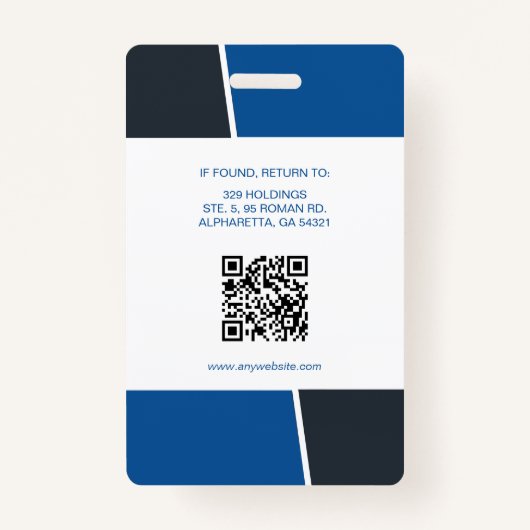 Modern Blue Professional Employee Photo ID バッジ (裏面)