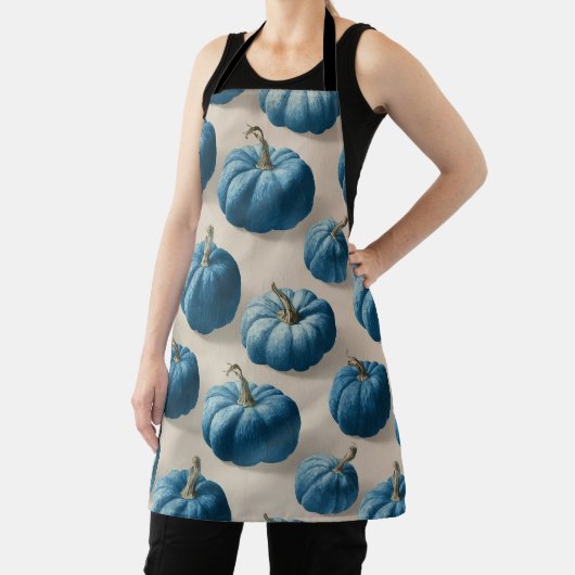 Modern Blue Pumpkin Fall Design エプロン (インサイチュ)